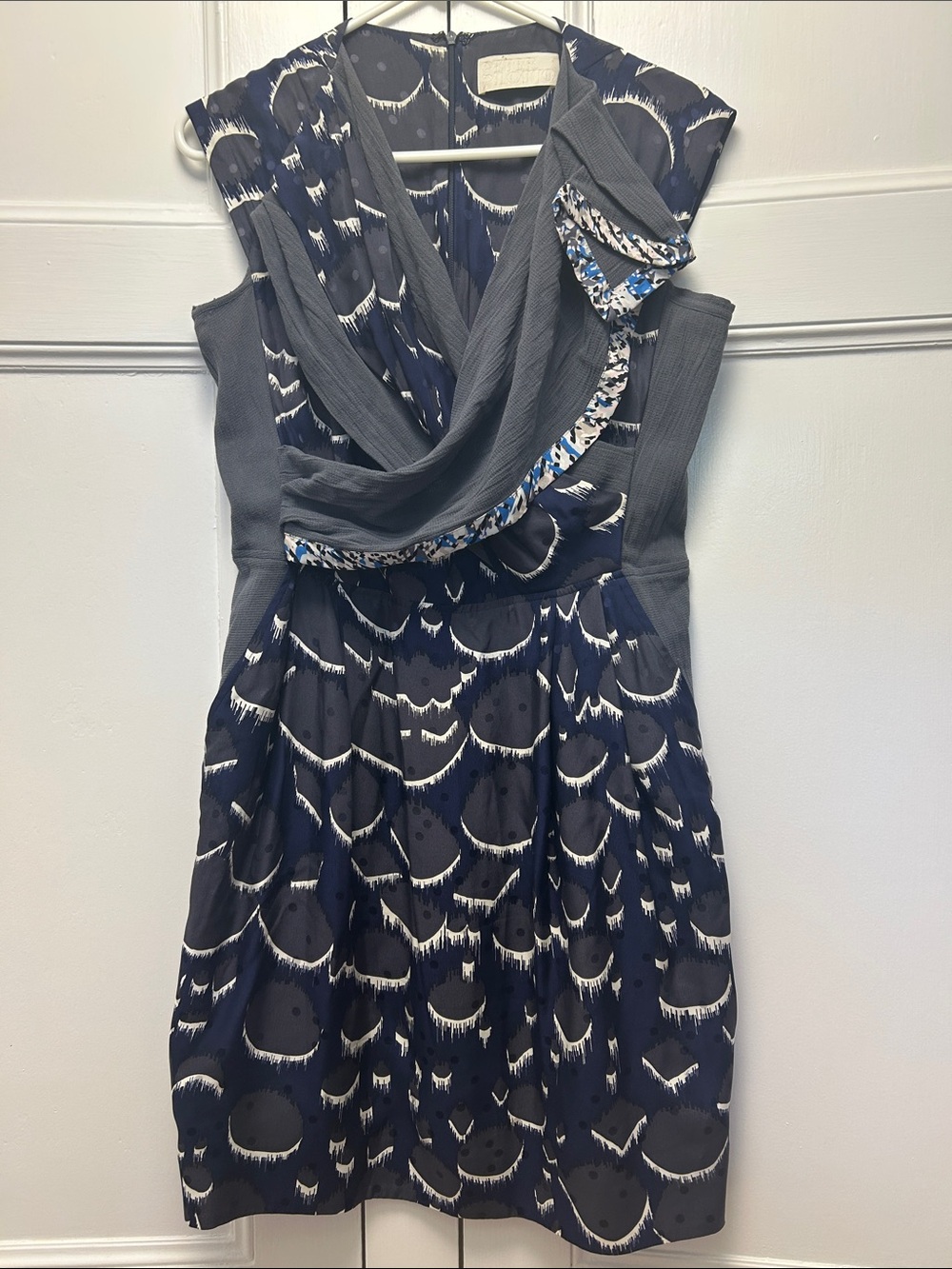 Peter Pilotto Navy and White Printed Mini Dress